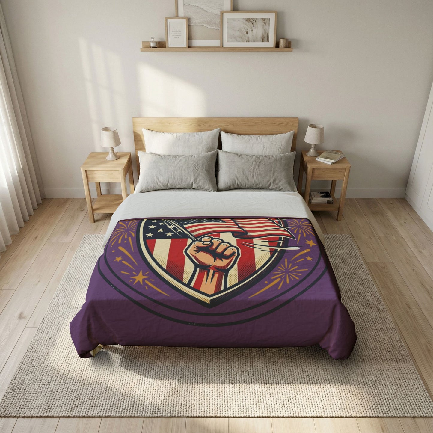 Independence Day Cotton Duvet Cover — Patriotic American Flag Design