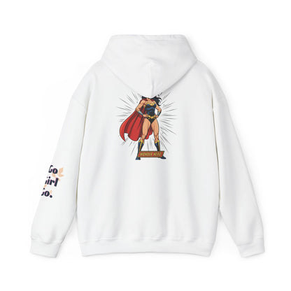 Wonder Woman Hoodie — Vintage Superhero Graphic Sweatshirt ('Go girl' sleeve)