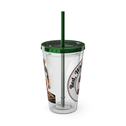16oz Sunsplash Tumbler with Straw — Beach BBQ Graphic Travel Cup