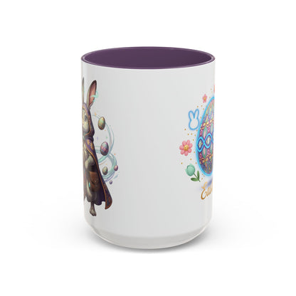 Easter Egg Accent Coffee Mug — Colorful Floral Bunny Design (11/15oz)