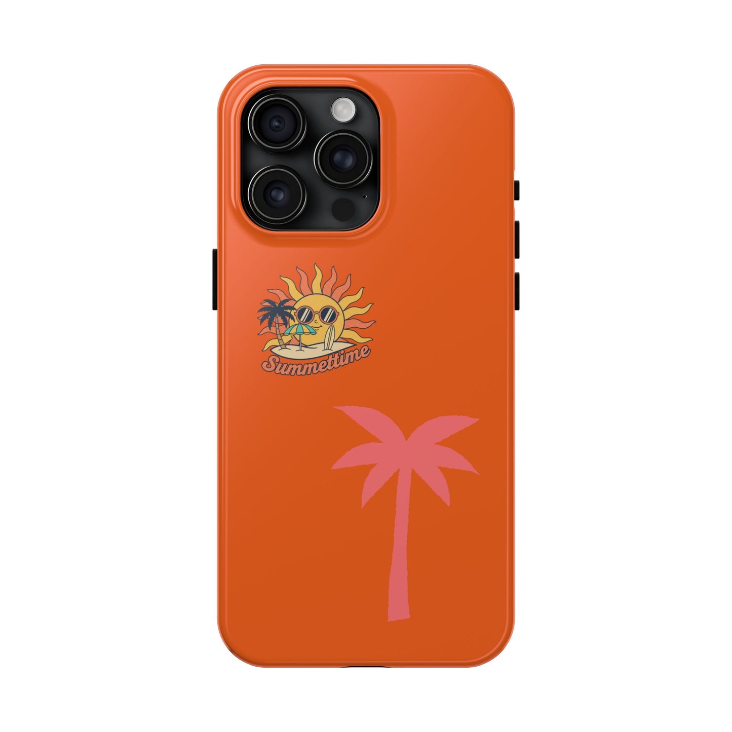 Summertime Palm Tough Phone Case — Retro Sun & Pink Palm Tropical Protective Cover
