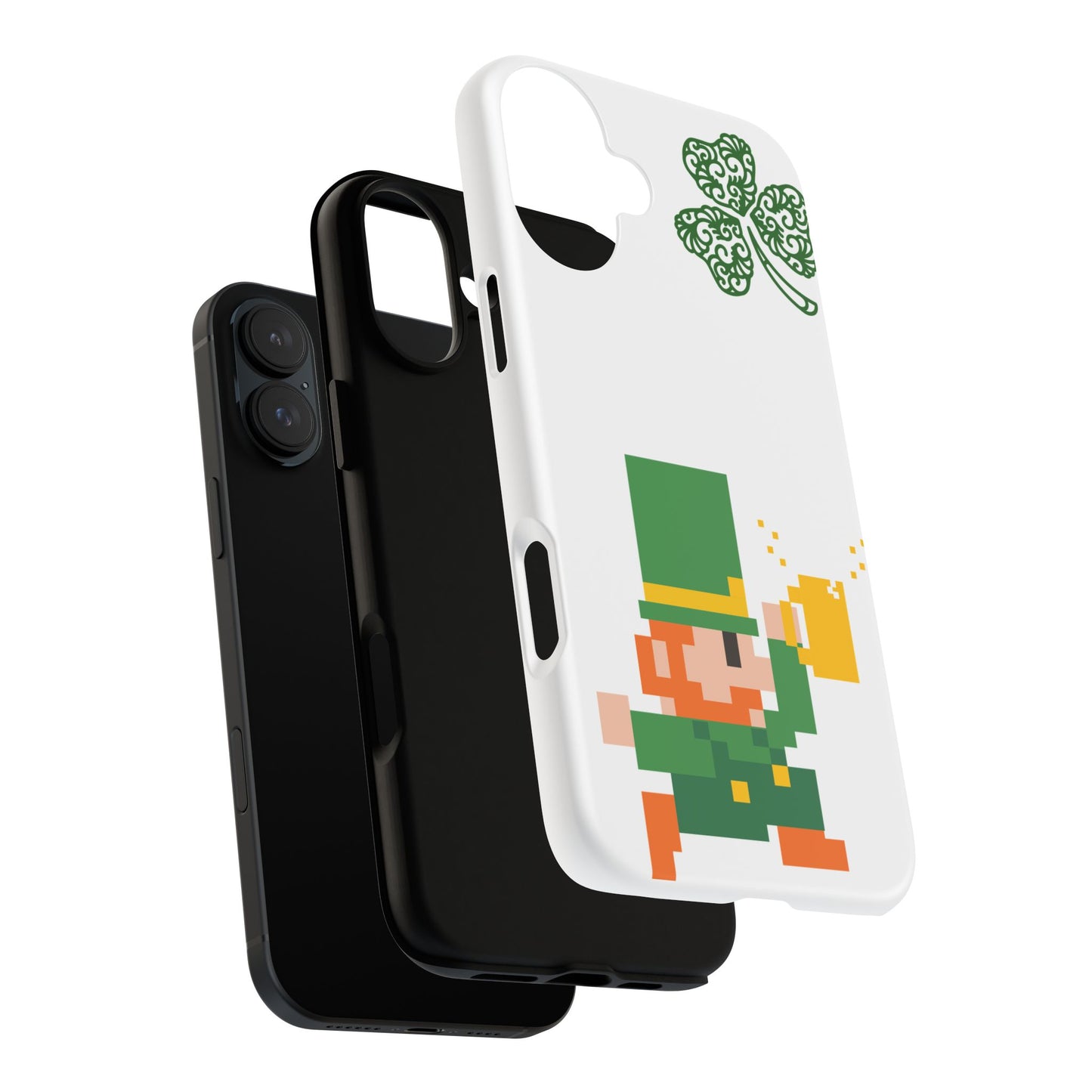 St. Patrick’s Pixel Leprechaun Phone Case — Cute Retro Gaming Clover Design