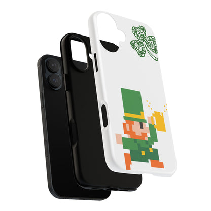 St. Patrick’s Pixel Leprechaun Phone Case — Cute Retro Gaming Clover Design
