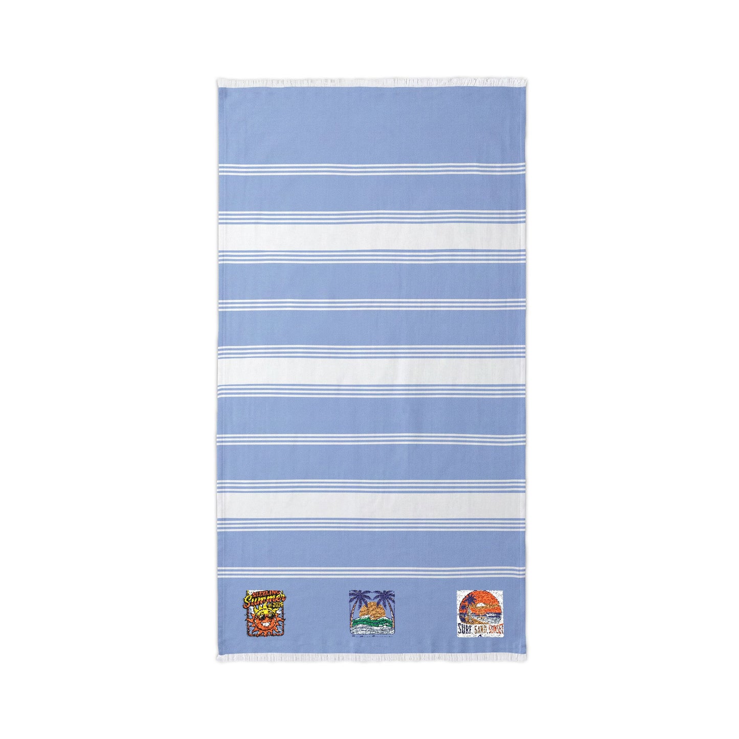 Embroidered Beach Throw Towel — Tropical Character Trio Accent