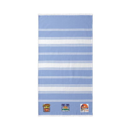 Embroidered Beach Throw Towel — Tropical Character Trio Accent