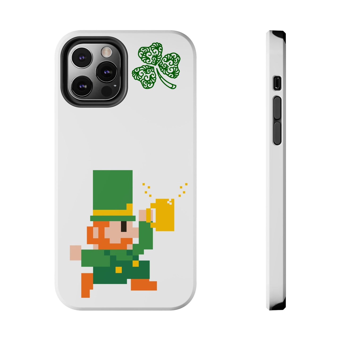 St. Patrick's Pixel Leprechaun Tough Phone Case — Shamrock & Beer Mug