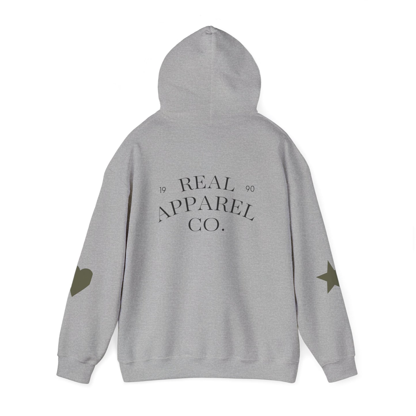 New Day Hoodie — "New Day" Graphic Pullover with Star & Heart Sleeve Accents