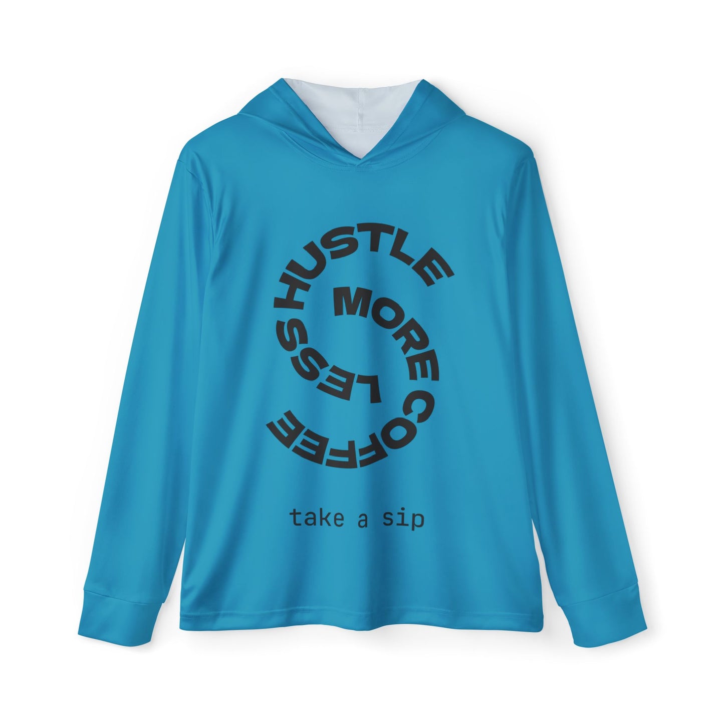 Men's Athletic Hoodie — "Hustle More, Less Coffee" Front + "Progress Over Perfection" Back