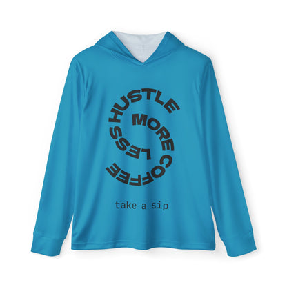 Men's Athletic Hoodie — "Hustle More, Less Coffee" Front + "Progress Over Perfection" Back